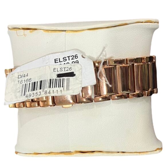 Elgin Studio Rose Gold Fold Over Clasp Analog Swarovski Crystal Watch NEW in Box - Picture 6 of 10